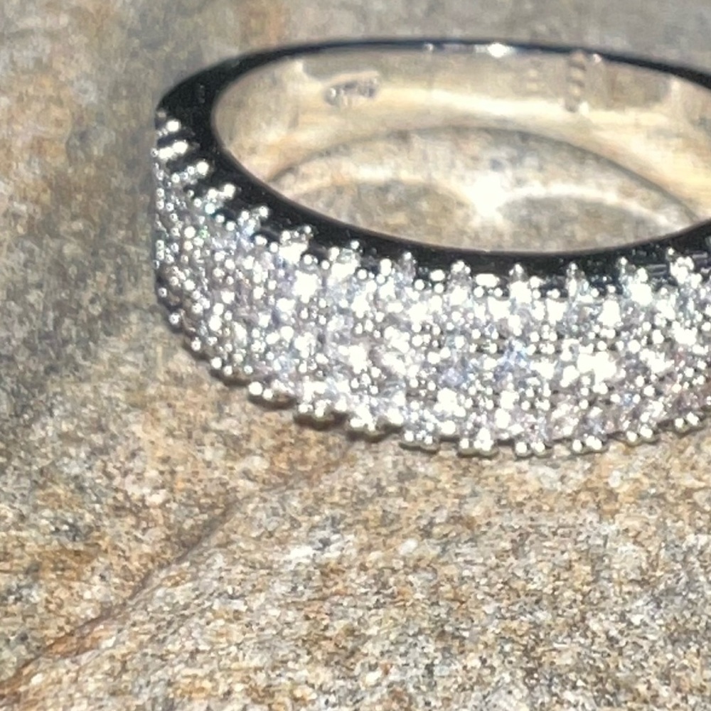 Diamond Eternity Ring Band pave setting 1/2 comfort fit 3 row - Picture 2 of 9
